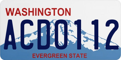 WA license plate ACD0112