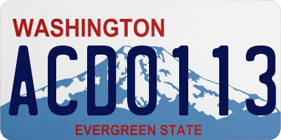 WA license plate ACD0113