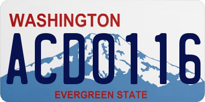 WA license plate ACD0116