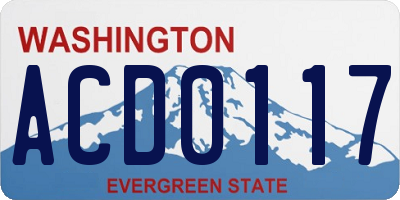 WA license plate ACD0117