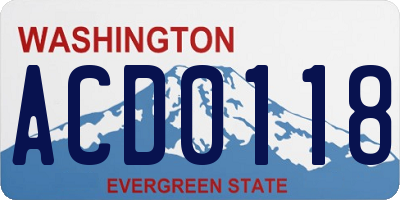 WA license plate ACD0118