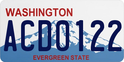 WA license plate ACD0122