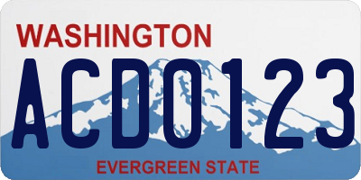 WA license plate ACD0123