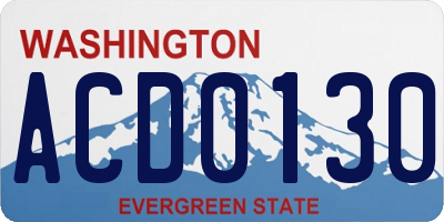 WA license plate ACD0130