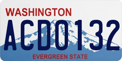 WA license plate ACD0132