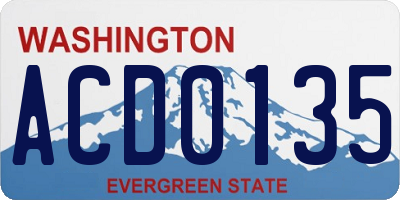 WA license plate ACD0135