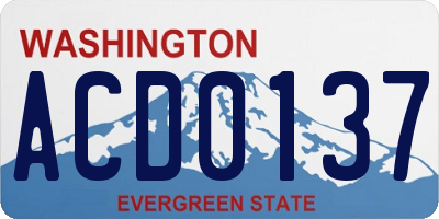 WA license plate ACD0137