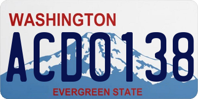 WA license plate ACD0138