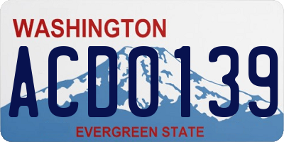 WA license plate ACD0139