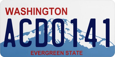 WA license plate ACD0141