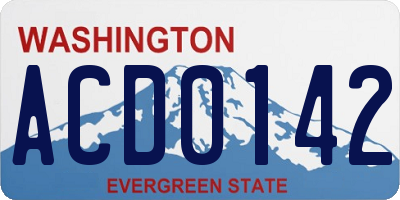WA license plate ACD0142
