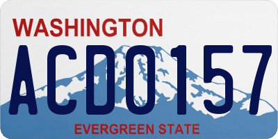 WA license plate ACD0157