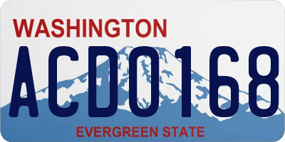 WA license plate ACD0168