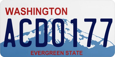 WA license plate ACD0177