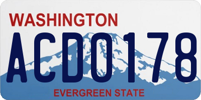 WA license plate ACD0178