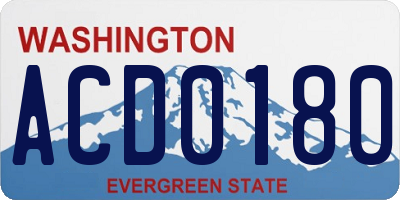WA license plate ACD0180