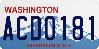 WA license plate ACD0181