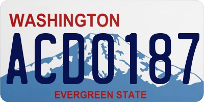 WA license plate ACD0187