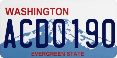 WA license plate ACD0190
