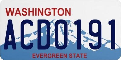 WA license plate ACD0191