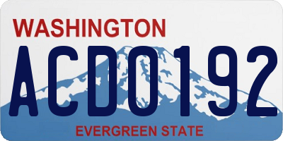 WA license plate ACD0192