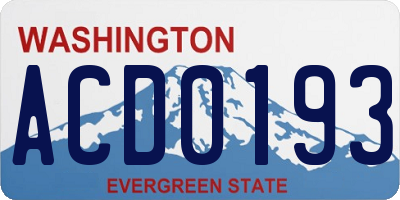 WA license plate ACD0193