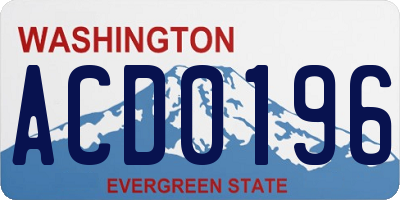 WA license plate ACD0196
