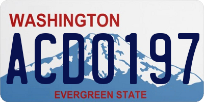 WA license plate ACD0197