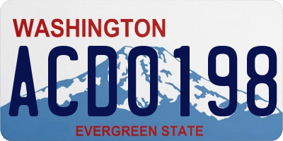 WA license plate ACD0198