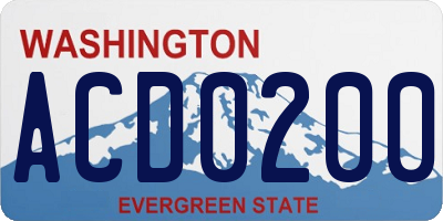 WA license plate ACD0200