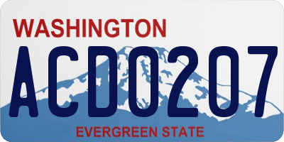 WA license plate ACD0207