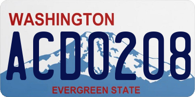 WA license plate ACD0208