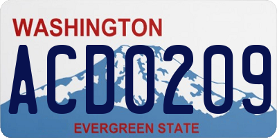WA license plate ACD0209