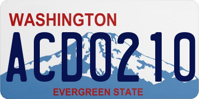 WA license plate ACD0210