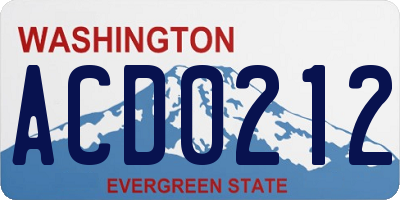 WA license plate ACD0212