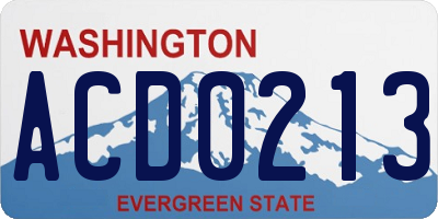 WA license plate ACD0213