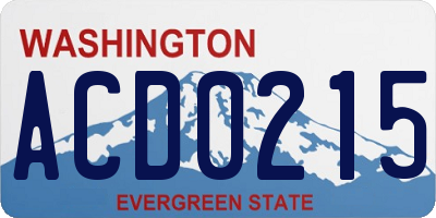 WA license plate ACD0215