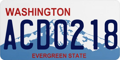 WA license plate ACD0218