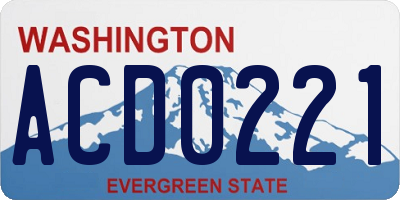 WA license plate ACD0221