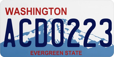WA license plate ACD0223
