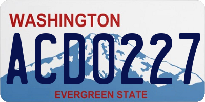 WA license plate ACD0227