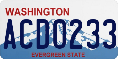 WA license plate ACD0233