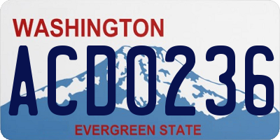 WA license plate ACD0236