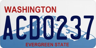 WA license plate ACD0237