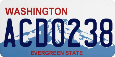 WA license plate ACD0238