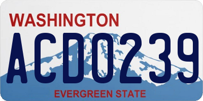 WA license plate ACD0239
