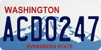 WA license plate ACD0247