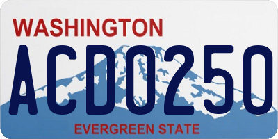 WA license plate ACD0250