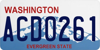 WA license plate ACD0261