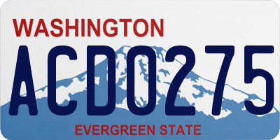 WA license plate ACD0275